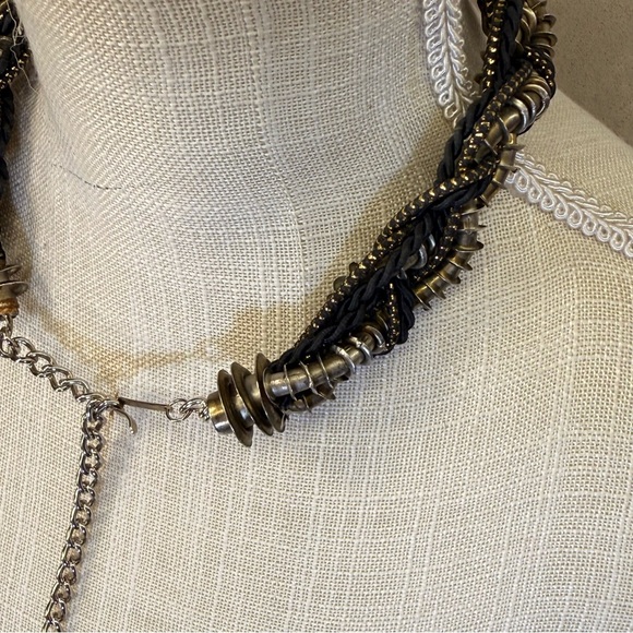 W. Germany VTG Eclectic braided metal rope statement necklace.